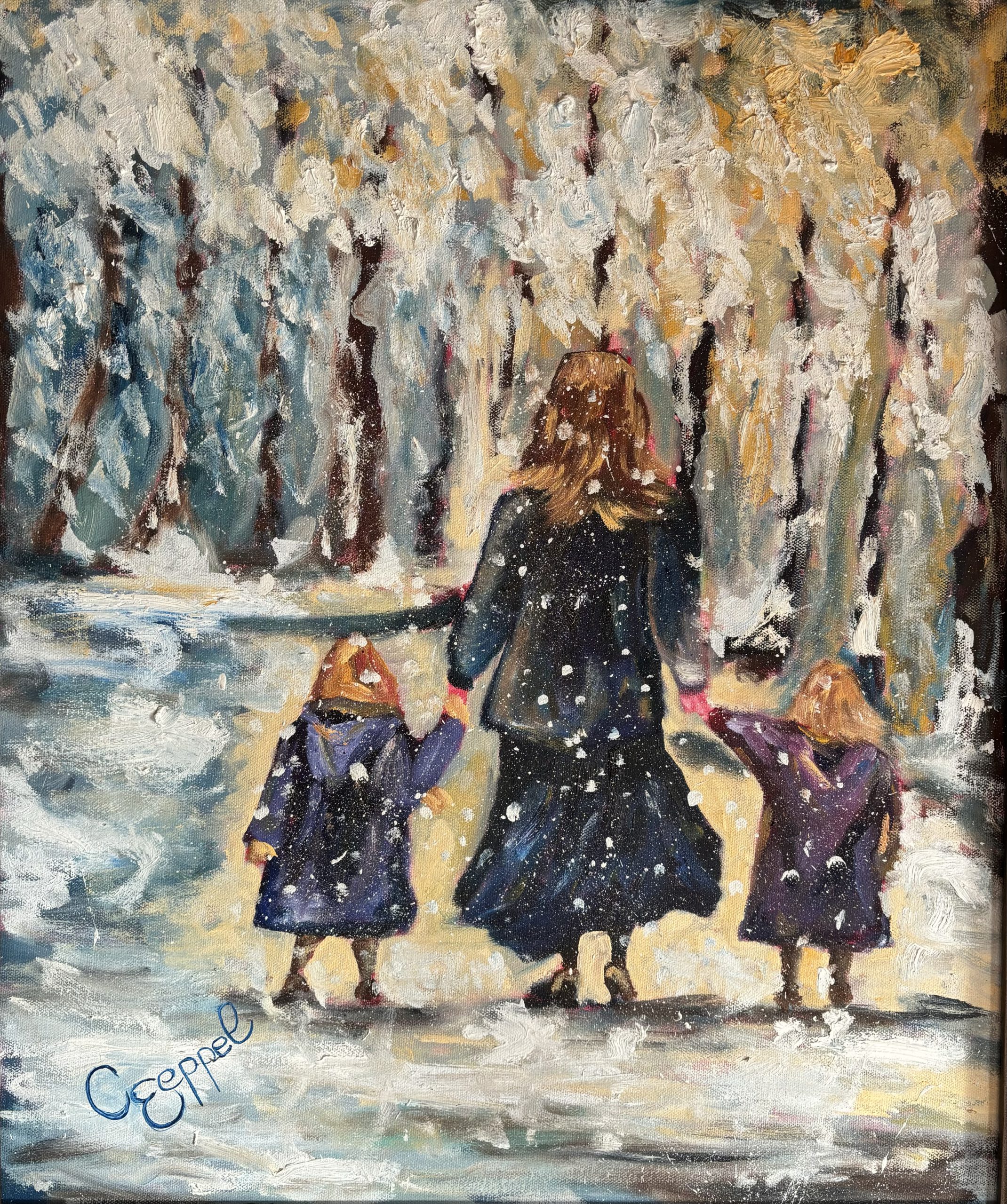Gemälde Winterspaziergang von Saskia Thurner