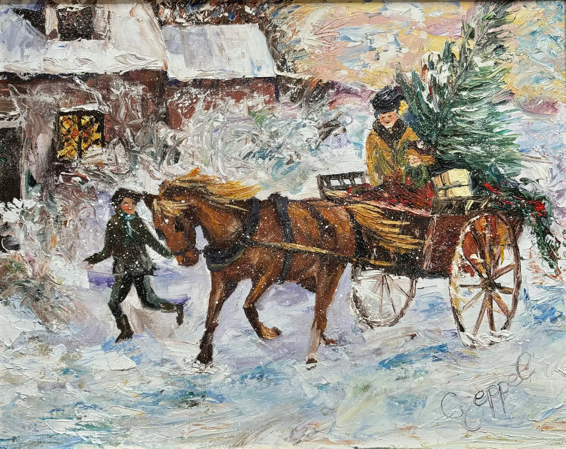 Gemälde Coming Home for Christmas von Saskia Thurner
